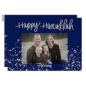 Happy Hanukkah Blue Premium Holiday Card - Set of 15