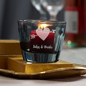 Romantic Kosta Boda Bruk Personalized Grey Votive