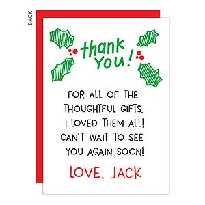 Handwritten Holiday Thank You Card - Set of 15