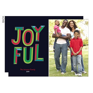 Joyful Block Letters Premium Holiday Card - Set of 15