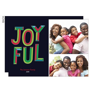 Joyful Block Letters 2 Photo Holiday Card - Set of 15