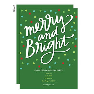 Merry & Bright Holiday Party Invitation - Set of 15