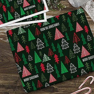 Christmas Trees Personalized Wrapping Paper Sheets