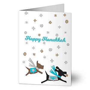 Happy Hanukkah Dogs Premium Holiday Card