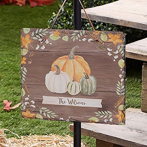 Autumn Pumpkins Dark Wash Personalized Slate Plaque