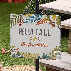 Hello Fall Floral Personalized Slate Plaque