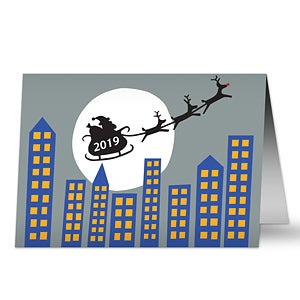 Santa & Sleigh Premium Holiday Card - Set of 15