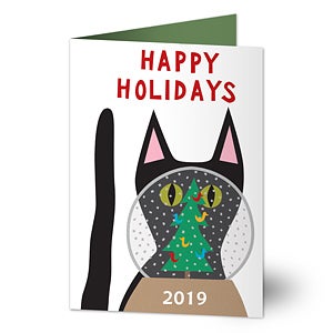 Snowglobe Kitty Holiday Card - Set of 15