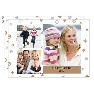 Hanukkah Snowflakes 3 Photo Premium Holiday Card - Set of 15