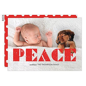 Peace Hand Lettered Premium Holiday Card - Set of 15