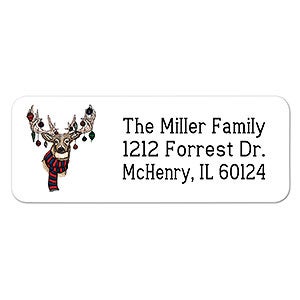 Ornament Reindeer Return Address Labels - 1 set of 60