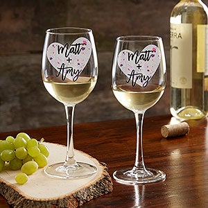 So In Love Valentine's Day Couple White Wine Glasses