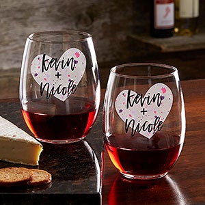 So In Love Valentine's Day Couple Stemless Wine Glasses