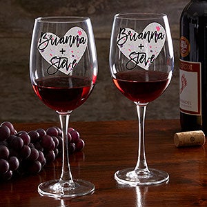 So In Love Valentine's Day Couple Red Wine Glasses