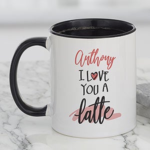 I Love You A Latte Personalized Black Coffee Mug