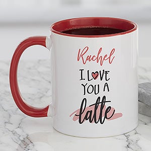 I Love You A Latte Personalized Red Coffee Mug