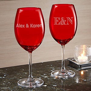 Engraved Name or Monogram Red Crystal Wine Glass