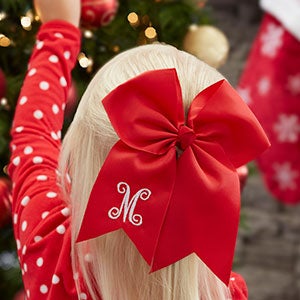 Embroidered Christmas Holiday Hair Bow