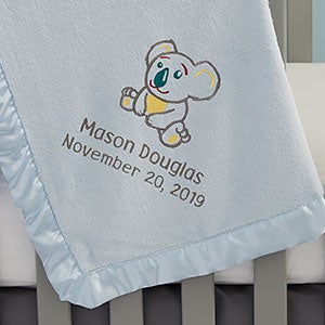 Koala Embroidered Blue Baby Blanket