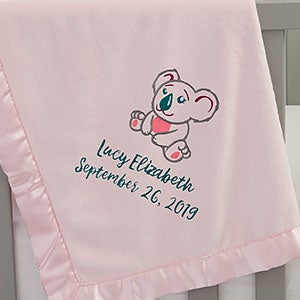 Koala Embroidered Pink Baby Blanket