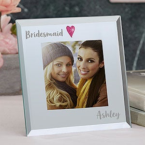 Personalized Heart Glass Mini Frame for Bridesmaid