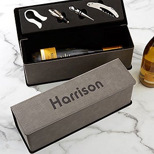 Name & Monogram Wine Bottle & Accessory Box