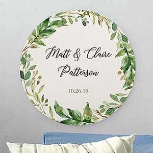 Laurels Of Love Personalized Round Wood Sign