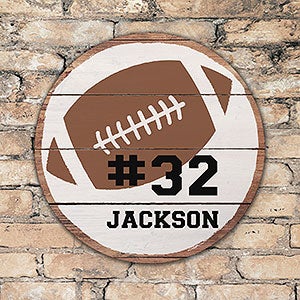 Personalized Round Wood Football Sign