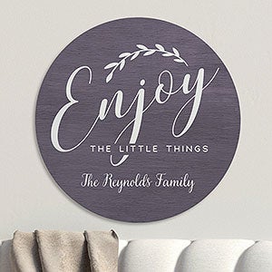 Enjoy The Little Things Personalized Round Wood Sign