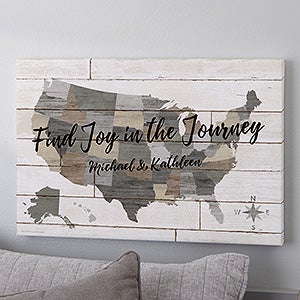 Barnboard Map 16x24 Personalized Canvas Print