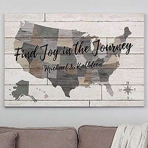 Barnboard Map 28x42 Personalized Canvas Print