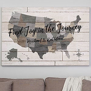 Barnboard Map 32x48 Personalized Canvas Print