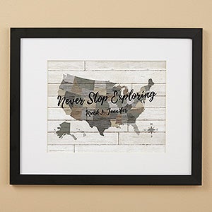 Barnboard Map 16x20 Personalized Framed Print