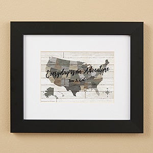 Barnboard Map 8x10 Personalized Framed Print