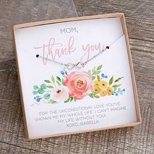 Thank You Silver Infinity Necklace With Floral Display Card