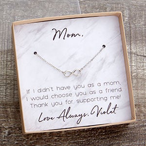 Silver Infinity Necklace With Marble Message Display Card