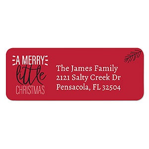 Merry Little Christmas Feather Address Labels - 1 set of 60