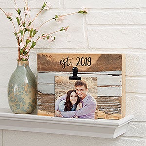 Couples 8x6 Blue Reclaimed Wood Photo Clip Frame