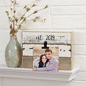 Couples 8x6 White Reclaimed Wood Photo Clip Frame