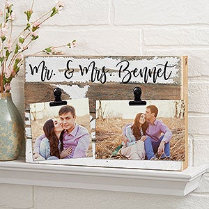 Couples 12x8 White Reclaimed Wood Photo Clip Frame