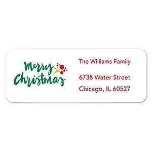 Holly Wreath Return Address Labels - 1 set of 60