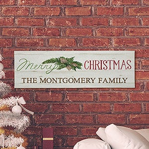 Merry Christmas Personalized Canvas Print - 12x36