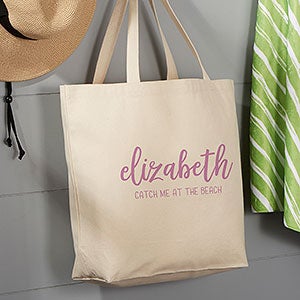 Scripty Style Large Canvas Beach Bag