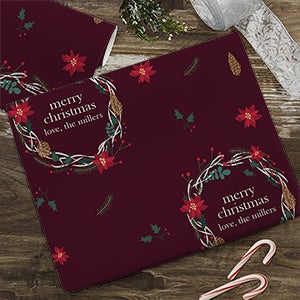 Floral Wreath Personalized Holiday Wrapping Paper