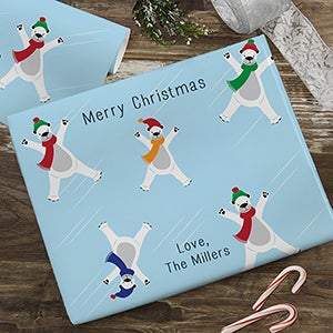 Skating Polar Bears Personalized Wrapping Paper