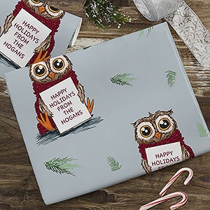 Holiday Owl Personalized Wrapping Paper