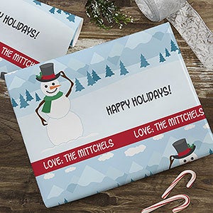 Holiday Snowman Personalized Wrapping Paper