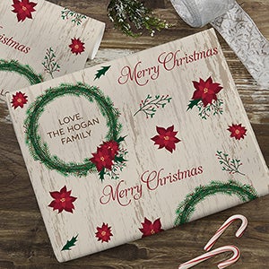 Tree & Wreath Personalized Wrapping Paper