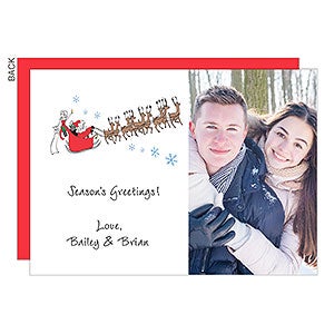 Santa and Reindeer Premium Holiday Card - Set of 15