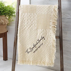 Custom Embroidered Personalized Afghan - Family Love